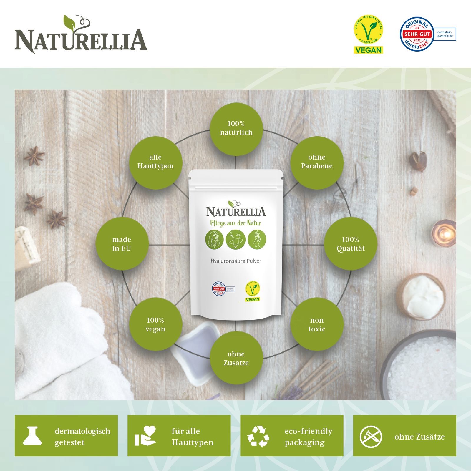 Hyaluronsäure Pulver Ultramolekular 3.000 Dalton Vegan