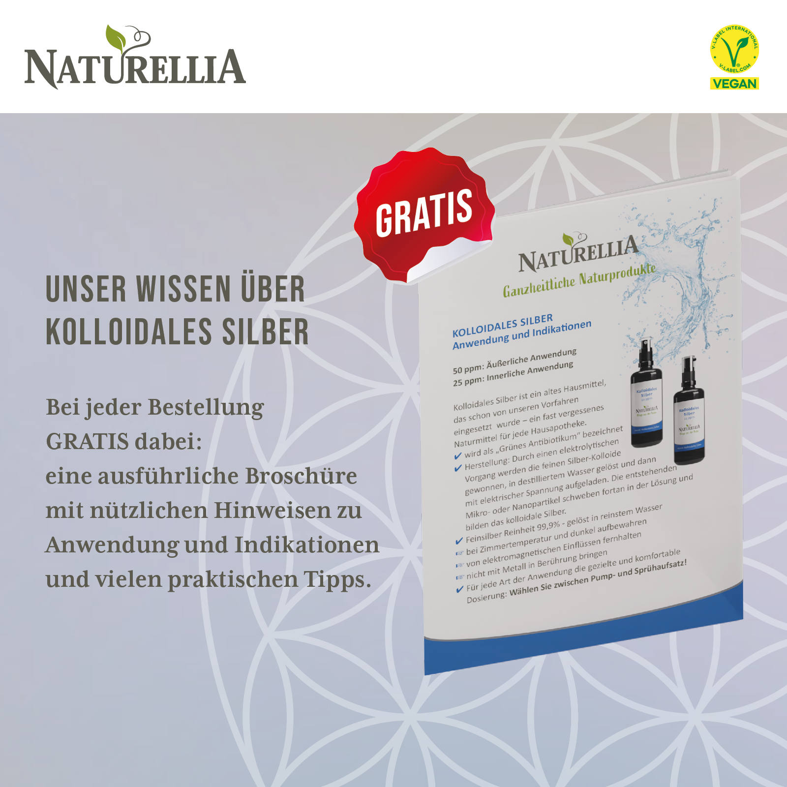Kolloidales Silber 100ml 50 ppm im Violettglas Silberwasser 100% natüliches Kolloidal mit Pumpaufsatz