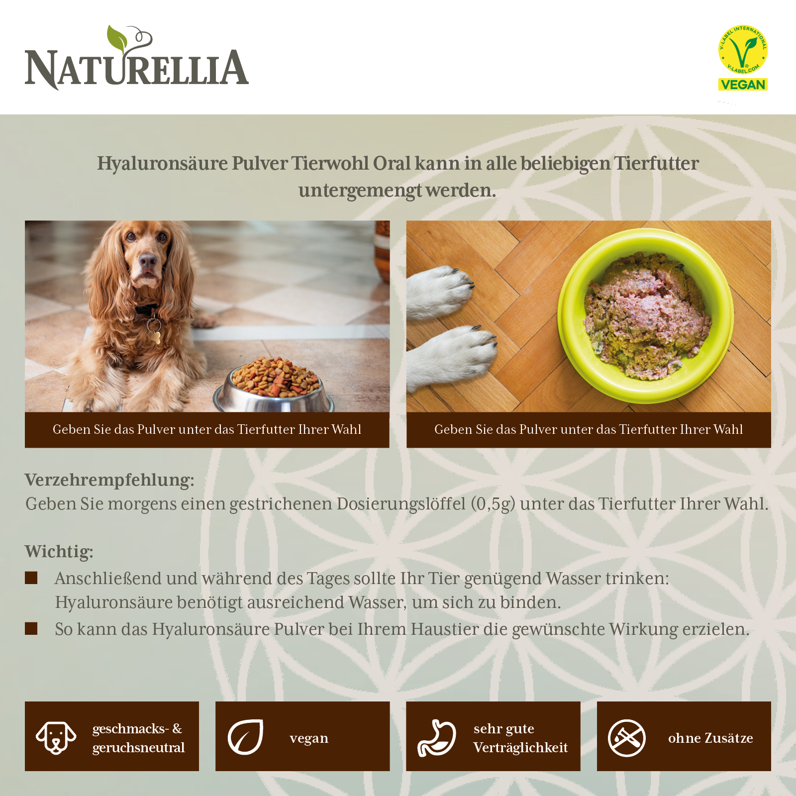 Hyaluronsäure Pulver zum einnehmen für Tiere