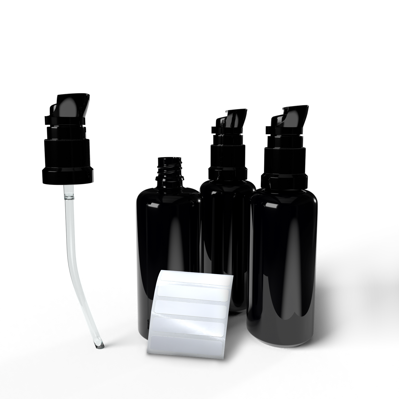 3x Leerflasche Violettglas inkl. Pumpaufsätze - Naturellia