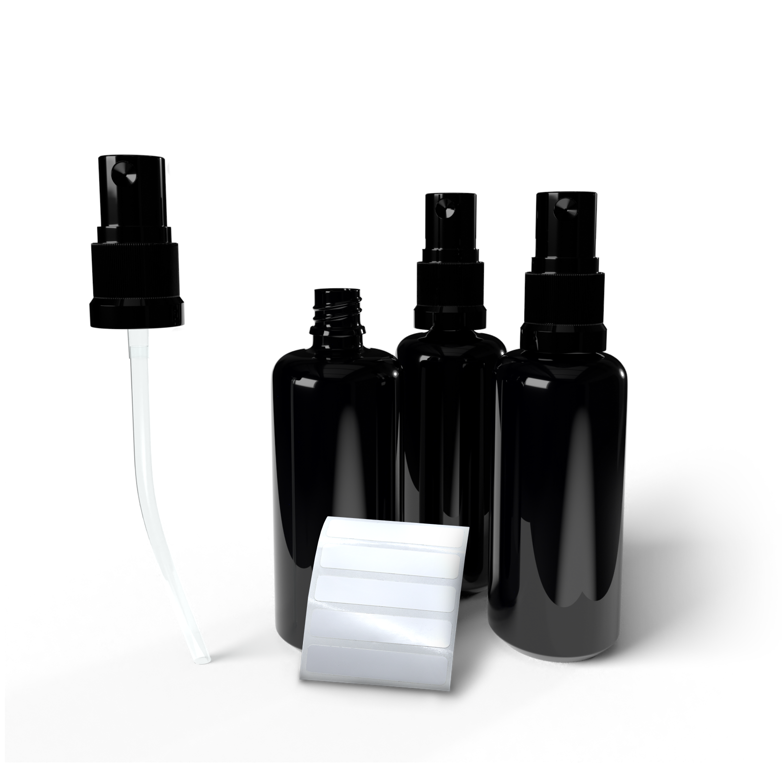 3x Leerflasche Violettglas inkl. Sprühaufsätze - Naturellia