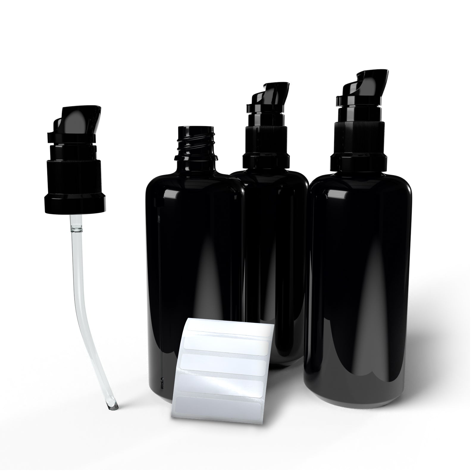 3x Leerflasche Violettglas inkl. Pumpaufsätze - Naturellia